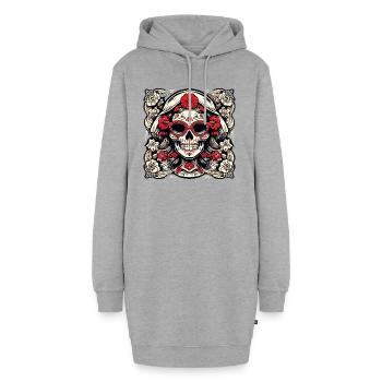 La Catrina / Dia de Muertos / Tatouage / Culture - Sweat-shirt à capuche long Femme - gris chiné - Devant