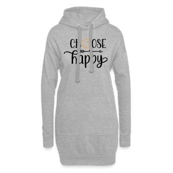 Design Choose happy - Sweat-shirt à capuche long Femme - gris chiné - Devant