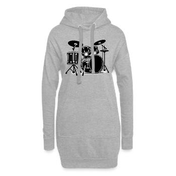 Schlagzeug Umriss - Hoodie-Kleid - Grau meliert - Vorne
