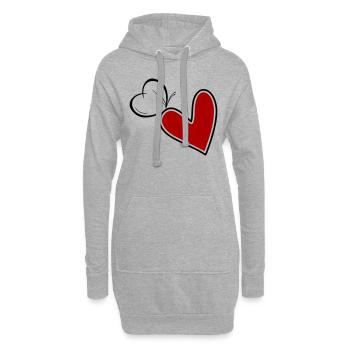 Cœur de papillon avec papillon - Sweat-shirt à capuche long Femme - gris chiné - Devant