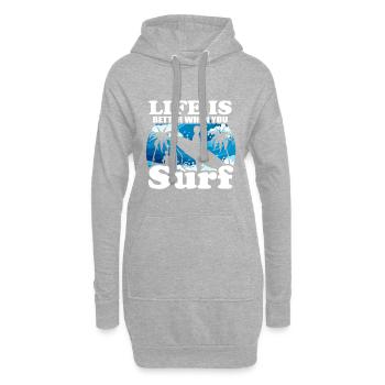 Surf, été, plage, palmiers, vacances - Sweat-shirt à capuche long Femme - gris chiné - Devant
