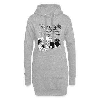 Photography, Foto, Kamera, Entdecken, Entwickeln - Hoodie-Kleid - Grau meliert - Vorne