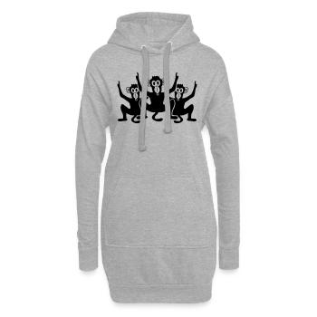 3 équipe d'amis du singe célébration parti du plai - Sweat-shirt à capuche long Femme - gris chiné - Devant