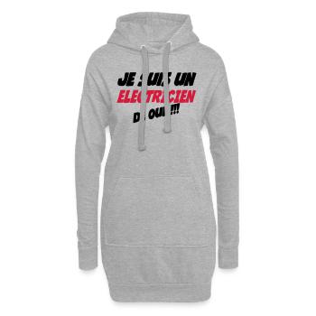 Je suis un électricien de ouf !!! 222 - Hoodie-Kleid - Grau meliert - Vorne