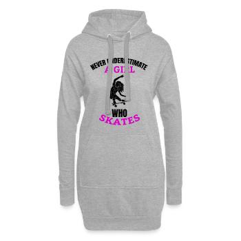 Skateboard Mädchen Frauen Skate Skaterinnen Skater - Hoodie-Kleid - Grau meliert - Vorne