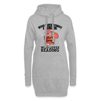 Lesen Bücher Buchliebhaberin Buch Mädchen Leserin - Hoodie-Kleid - Grau meliert - Vorne