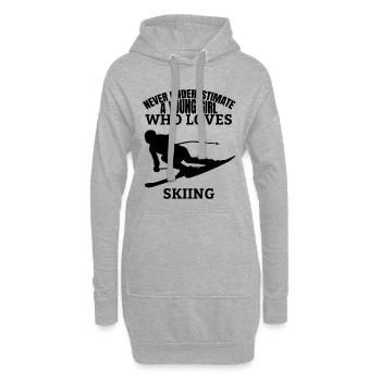 Ski Skifahren Spruch Skier Mädchen Skifahrerin - Hoodie-Kleid - Grau meliert - Vorne