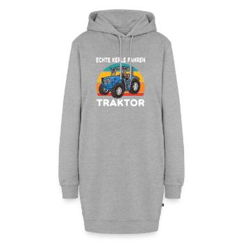 Echte Kerle fahren Traktor für Bauern u. Landwirte - Hoodie-Kleid - Grau meliert - Vorne