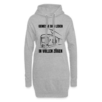 Dampflok Zugführer Spruch Zug Schaffner Lokführer - Hoodie-Kleid - Grau meliert - Vorne