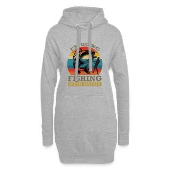 Angelzitat Ich gehe mit Papa angeln - Hoodie-Kleid - Grau meliert - Vorne
