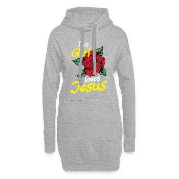 Cette fille aime Jésus - Sweat-shirt à capuche long Femme - gris chiné - Devant