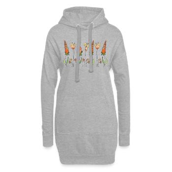 Fleur - Sweat-shirt à capuche long Femme - gris chiné - Devant