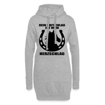 Pferde Herzschlag Reiten Hufe Hufeisen Herz Pony - Hoodie-Kleid - Grau meliert - Vorne