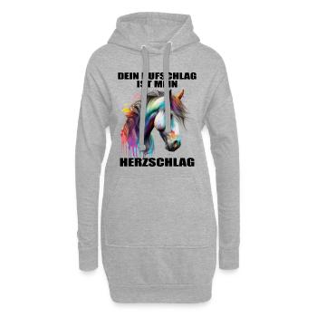 Pferde Herzschlag Reiten Hufe Hufeisen Herz Pony - Hoodie-Kleid - Grau meliert - Vorne