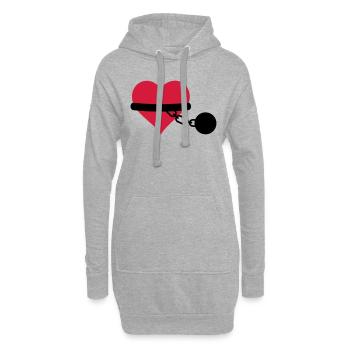 coeur enchaîné - Sweat-shirt à capuche long Femme - gris chiné - Devant