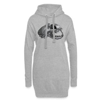 crâne de chat - Sweat-shirt à capuche long Femme - gris chiné - Devant
