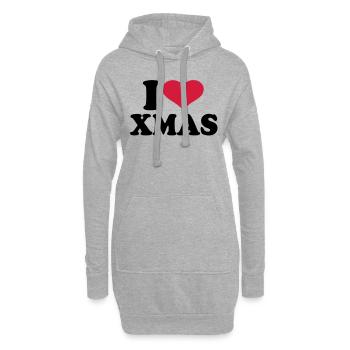 I love xmas christmas - Sweat-shirt à capuche long Femme - gris chiné - Devant