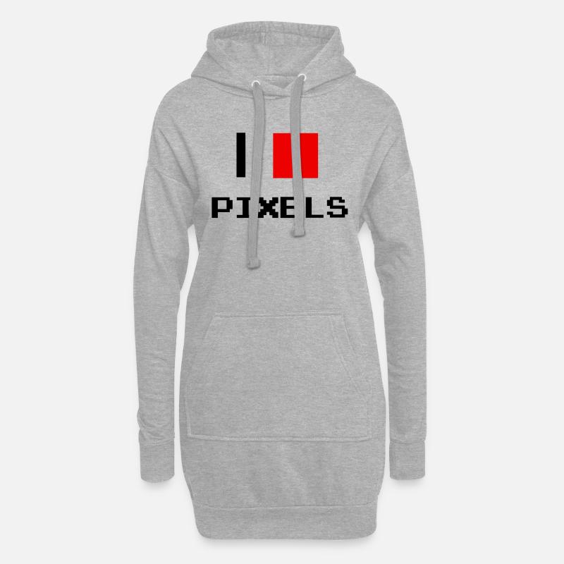 pixel - Hoodie-Kleid - Grau meliert