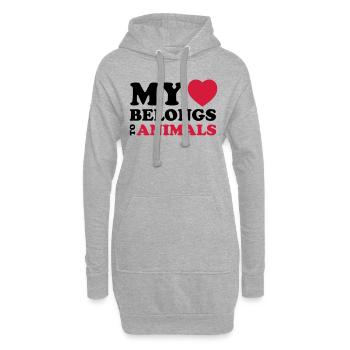 MHBT ANIMALS - Sweat-shirt à capuche long Femme - gris chiné - Devant