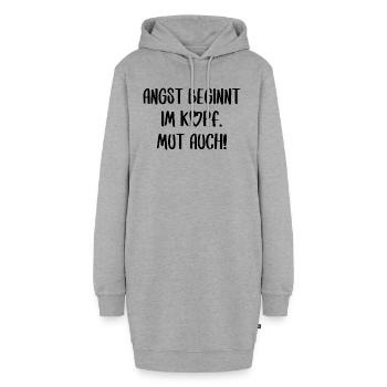 Angst und Mut Motivation Inspiration Spruch Text - Hoodie-Kleid - Grau meliert - Vorne