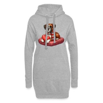 Chien boxer portant une écharpe - Sweat-shirt à capuche long Femme - gris chiné - Devant