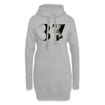 Nummer 37 Blumengrün - 37. Blumengeburtstag - Hoodie-Kleid - Grau meliert - Vorne
