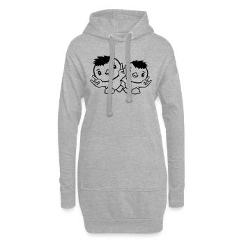 2 Heavy Metal Canard Oiseau Équipe Poussin Jupe Geste de la Main - Sweat-shirt à capuche long Femme - gris chiné - Devant