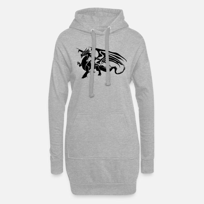 Drache - Hoodie-Kleid - Grau meliert