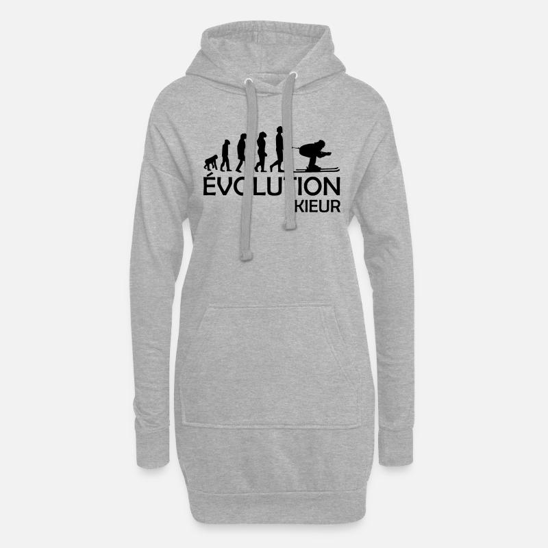 évolution skieur- évolution ski - humour skieur - Sweat-shirt à capuche long Femme - gris chiné
