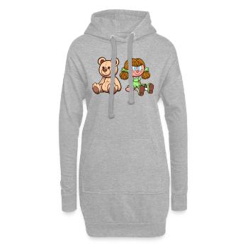 Dessin animé Teddy Bear And Doll - Sweat-shirt à capuche long Femme - gris chiné - Devant