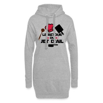le retour du jet d'ail,citations,chef,cuisine - Sweat-shirt à capuche long Femme - gris chiné - Devant