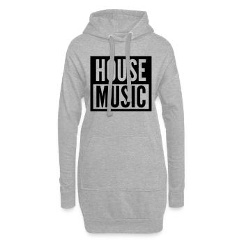 house music - Sweat-shirt à capuche long Femme - gris chiné - Devant