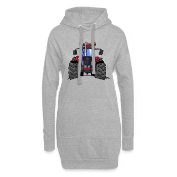 340 Red tractor - Hoodie-Kleid - Grau meliert - Vorne
