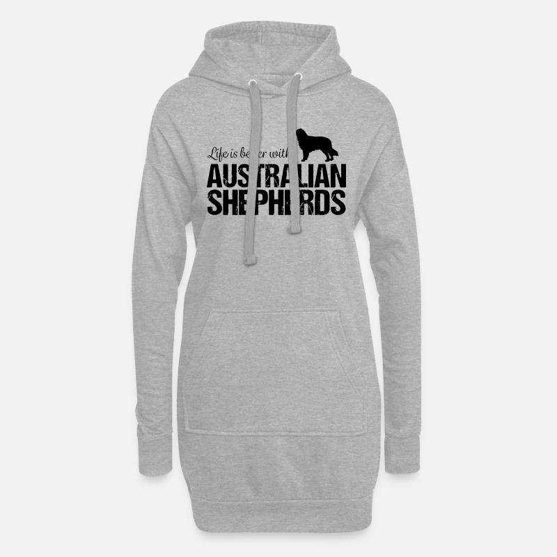 Aussie Life is better with Australian Shepherds - Hoodie-Kleid - Grau meliert