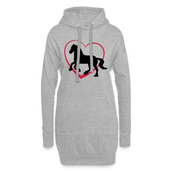Pferd mit Herz - Hoodie-Kleid - Grau meliert - Vorne