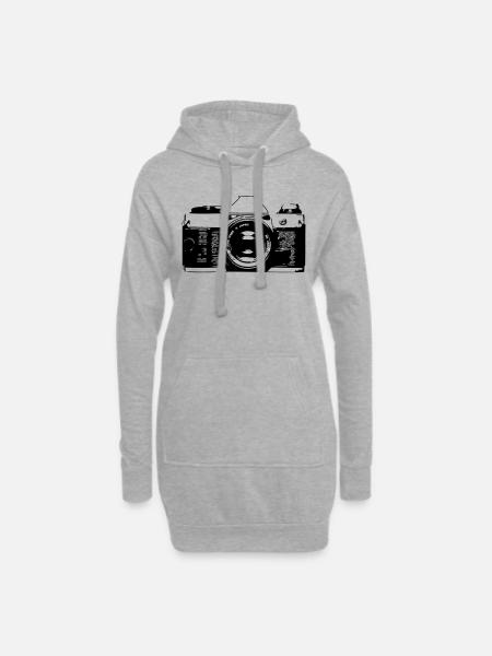 Retro Kamera - Hoodie-Kleid - Grau meliert