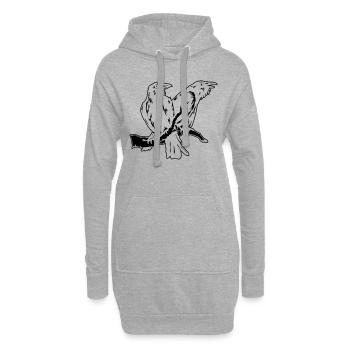 Hugin und Munin 01 invers - Hoodie-Kleid - Grau meliert - Vorne
