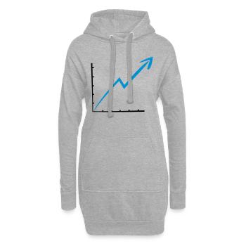 strich pfeil linie nach oben gewinn aufsteigend - Hoodie-Kleid - Grau meliert - Vorne