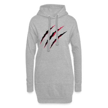 krallen_02 - Sweat-shirt à capuche long Femme - gris chiné - Devant