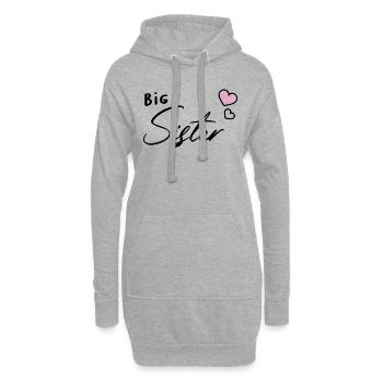 Coeur de frères et soeurs de grande soeur - Sweat-shirt à capuche long Femme - gris chiné - Devant