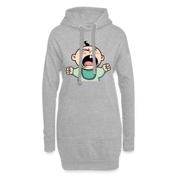 Caricature de bébé qui pleure rugissement hurlant de colère - Sweat-shirt à capuche long Femme - gris chiné - Devant