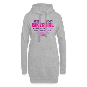Bikergirl Herz Biker Girl Motorradfahrerin Bikerin - Hoodie-Kleid - Grau meliert - Vorne