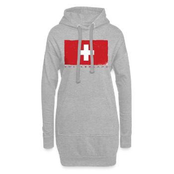 Suisse Croix Suisse Drapeau Schwiiz Décoration - Sweat-shirt à capuche long Femme - gris chiné - Devant