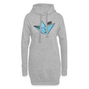 Papierschiff mit Anker Meer Spruch Hamburg Ahoi - Hoodie-Kleid - Grau meliert - Vorne