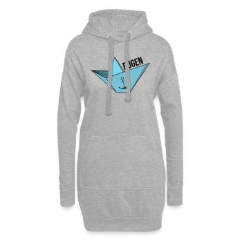 Navire en papier avec ancre vacances en mer disant Rügen - Sweat-shirt à capuche long Femme - gris chiné - Devant