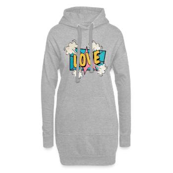Love exploding BD style amoureux - Sweat-shirt à capuche long Femme - gris chiné - Devant