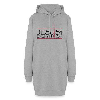 Jesus Over Everything - Hoodie-Kleid - Grau meliert - Vorne