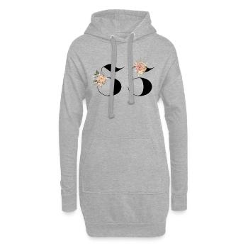 55e anniversaire fleuris (Cadeau de 55 ans) - Sweat-shirt à capuche long Femme - gris chiné - Devant