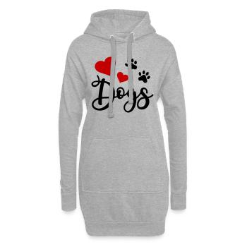 Chien Patte Patte Patte Chien J’aime Chiens Coeur - Sweat-shirt à capuche long Femme - gris chiné - Devant