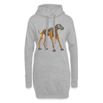 Dobermann Cyborg Hund in Orange - Hoodie-Kleid - Grau meliert - Vorne
